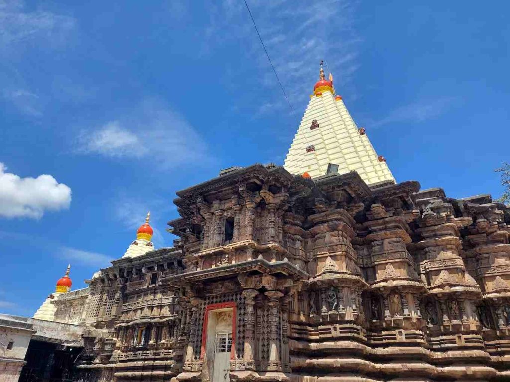 Exterior architecture of Kolhapur Mahalakshmi Temple in Maharashtra during daytime