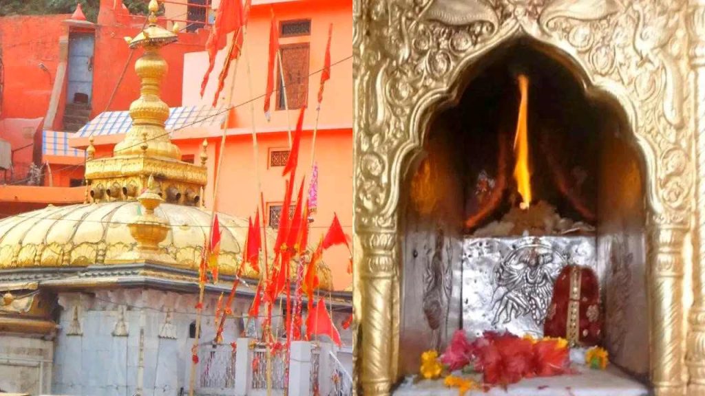 Eternal flame burning inside the sanctum of Jwalamukhi Temple Himachal Pradesh