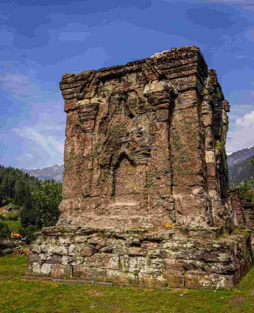 Sharada Peeth temple ruins in Kashmir showing the ancient stone sanctum structure