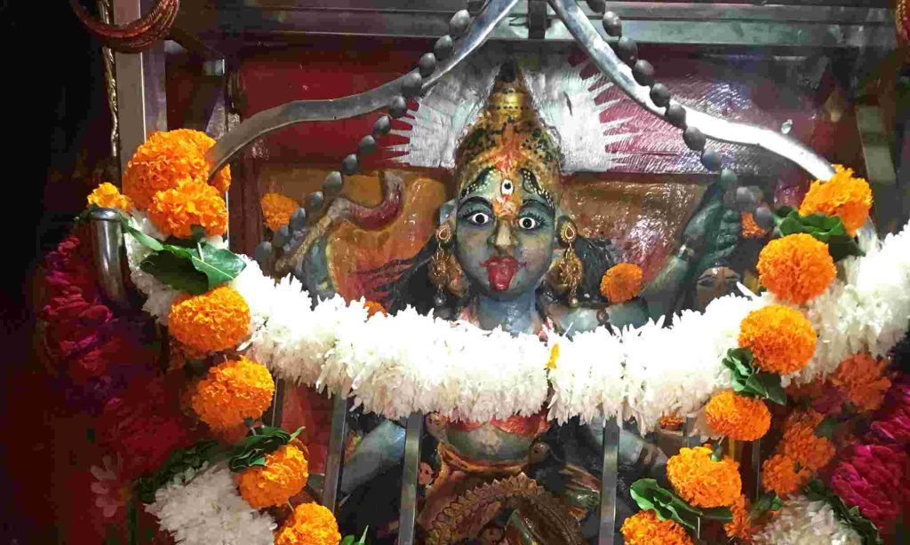 Manibandh Shakti Peeth goddess idol decorated with flowers and ornaments Pushkar Rajasthan