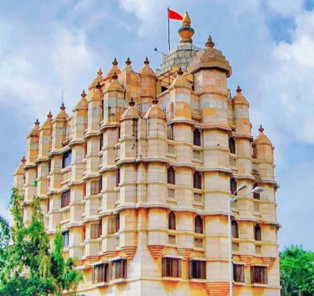Exterior view of Siddhivinayak Temple Mumbai with golden dome